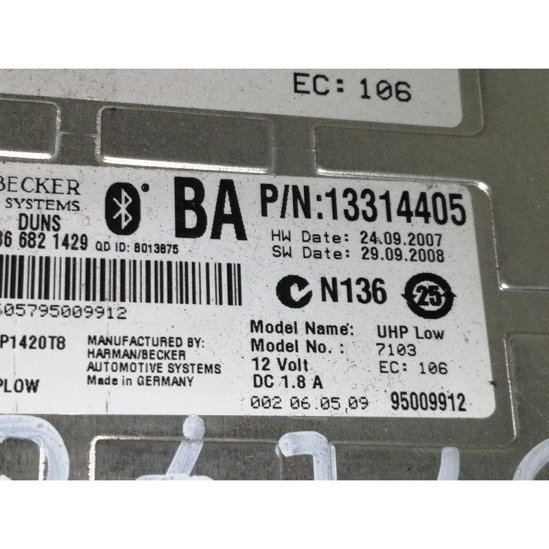 Recambio de modulo electronico para opel insignia berlina cosmo referencia OEM IAM 13314405  