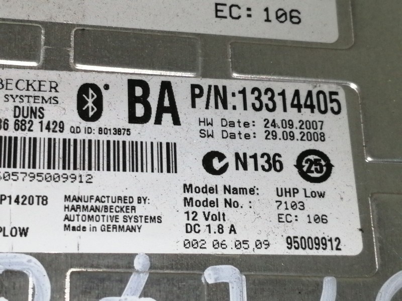 Recambio de modulo electronico para opel insignia berlina cosmo referencia OEM IAM 13314405  