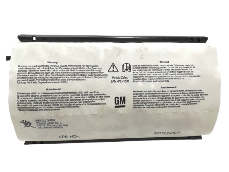 Recambio de airbag delantero derecho para opel zafira b essentia referencia OEM IAM 13111177 602961800 601762400A