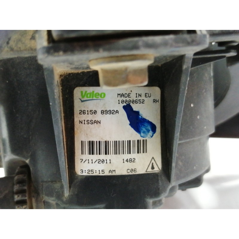 Recambio de faro antiniebla derecho para nissan qashqai (j10) 1.5 turbodiesel cat referencia OEM IAM 261508992A  