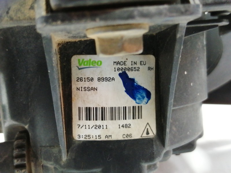 Recambio de faro antiniebla derecho para nissan qashqai (j10) 1.5 turbodiesel cat referencia OEM IAM 261508992A  