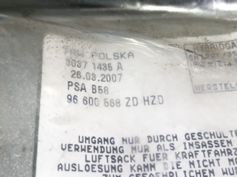 Recambio de airbag delantero derecho para citroën c4 picasso exclusive referencia OEM IAM 96600568ZD TRW30371435A 