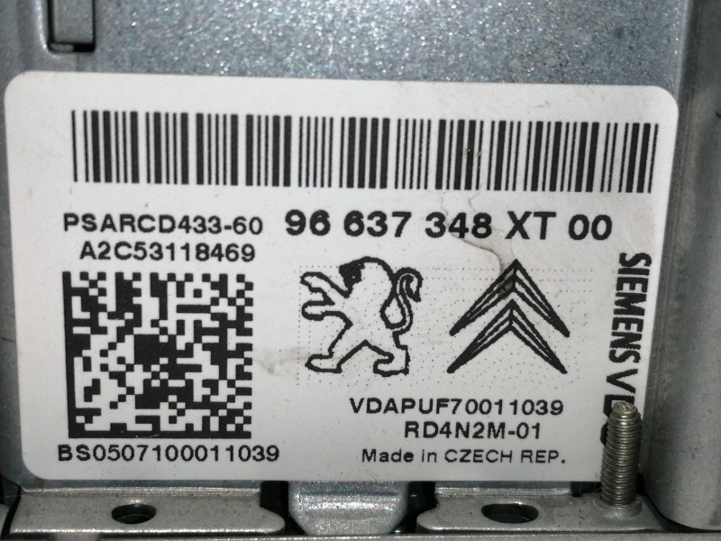 Recambio de sistema audio / radio cd para citroën c4 picasso exclusive referencia OEM IAM 96637348XT  