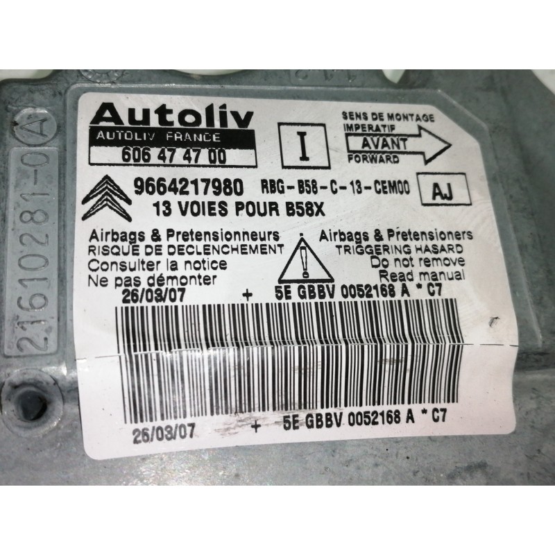 Recambio de centralita airbag para citroën c4 picasso exclusive referencia OEM IAM 9664217980 606474700 