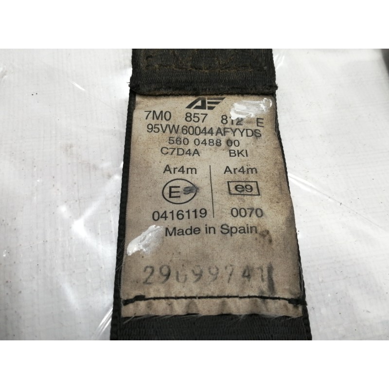 Recambio de cinturon seguridad trasero derecho para volkswagen sharan (7m8) 1.9 tdi referencia OEM IAM 7M0857812E  