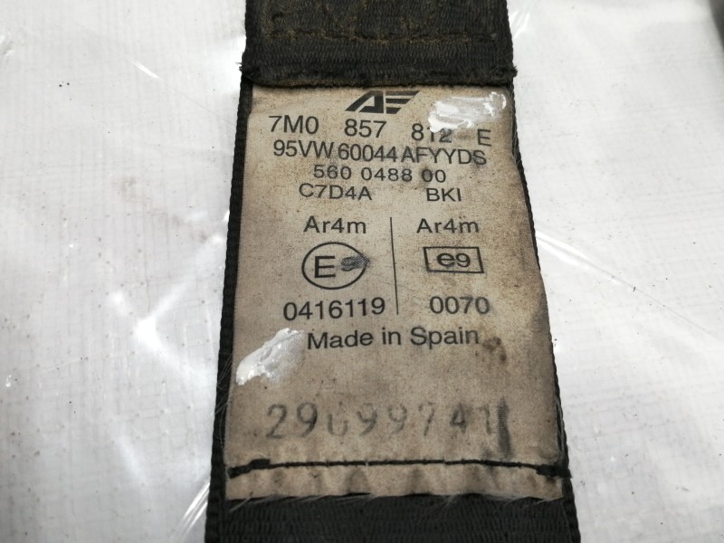 Recambio de cinturon seguridad trasero derecho para volkswagen sharan (7m8) 1.9 tdi referencia OEM IAM 7M0857812E  