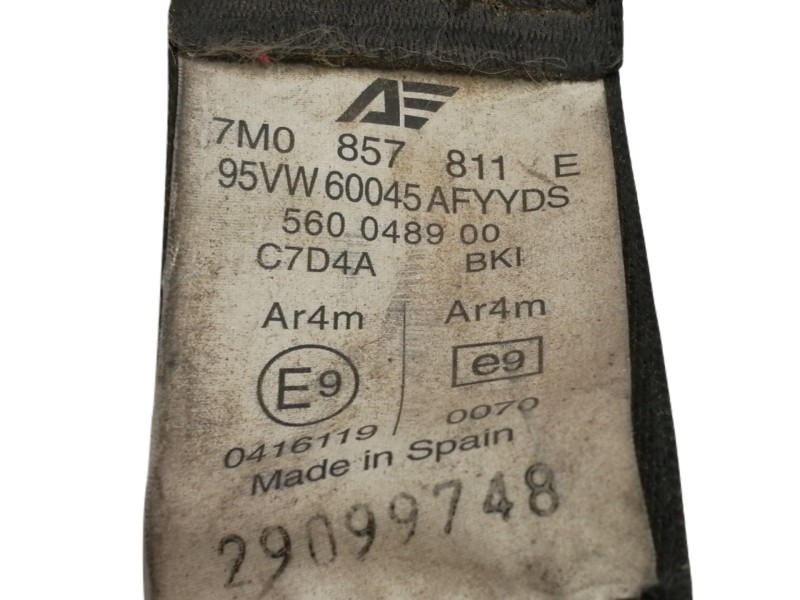 Recambio de cinturon seguridad trasero izquierdo para volkswagen sharan (7m8) 1.9 tdi referencia OEM IAM 7M0857811E  