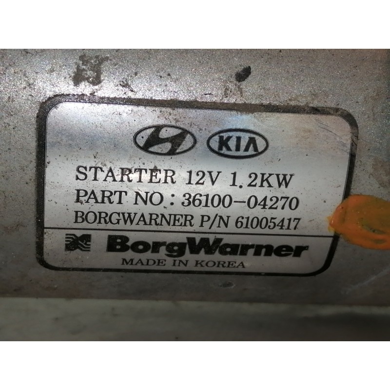 Recambio de motor arranque para kia stonic (ybcuv) business referencia OEM IAM 3610004270  
