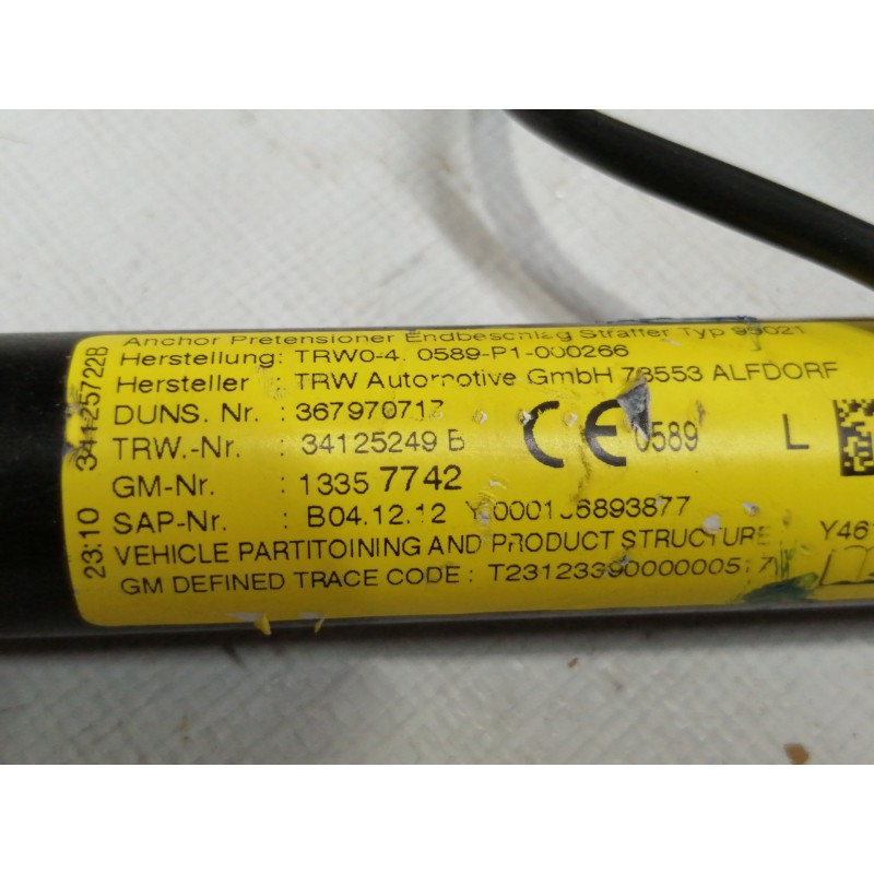 Recambio de cinturon seguridad delantero izquierdo para opel adam glam ecoflex referencia OEM IAM 34156549  3 PUERTAS