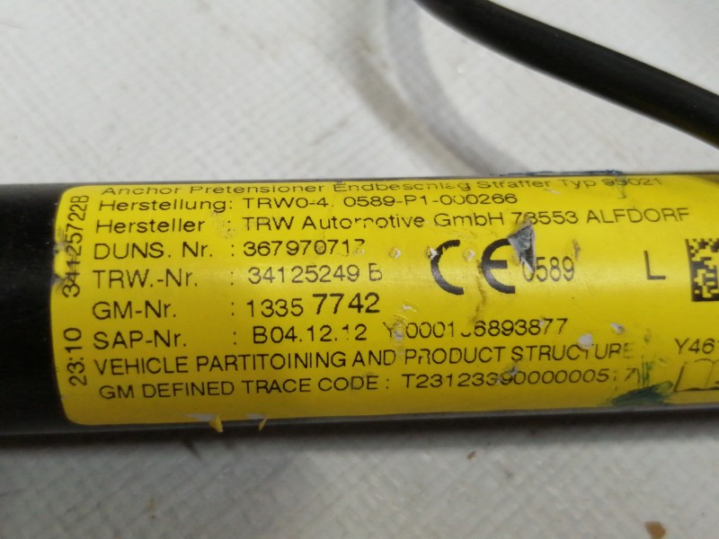 Recambio de cinturon seguridad delantero izquierdo para opel adam glam ecoflex referencia OEM IAM 34156549  3 PUERTAS