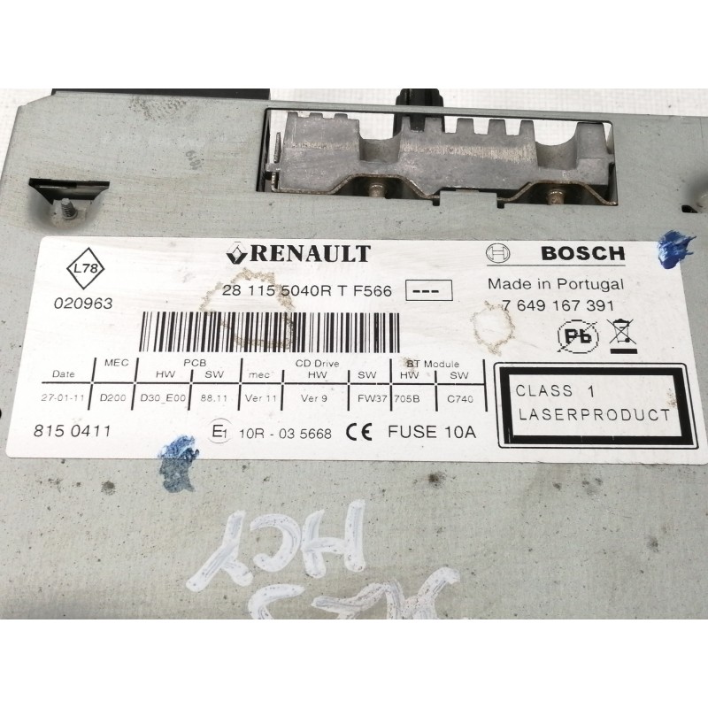 Recambio de sistema audio / radio cd para renault megane iii sport tourer emotion referencia OEM IAM 281155040R  