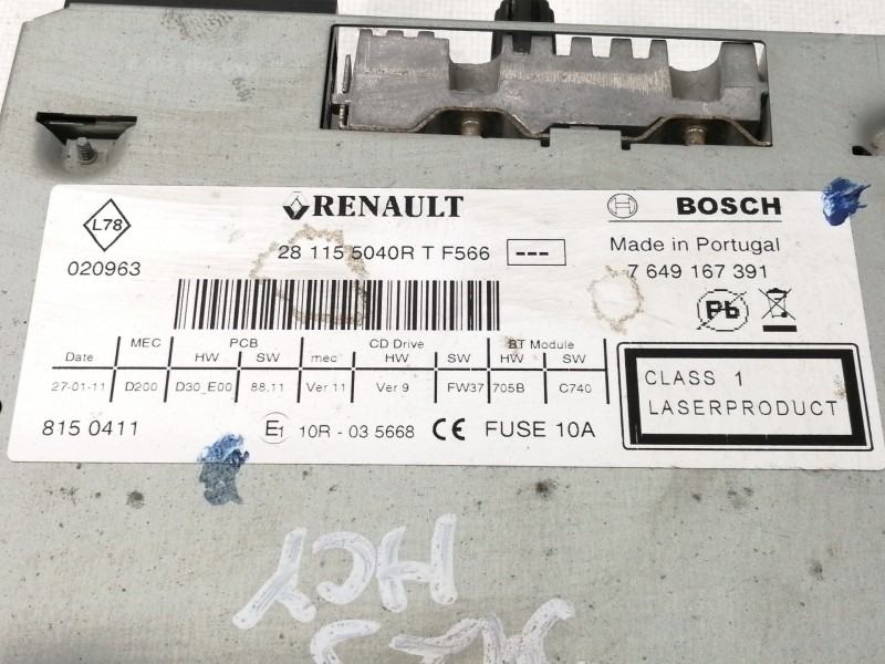 Recambio de sistema audio / radio cd para renault megane iii sport tourer emotion referencia OEM IAM 281155040R  