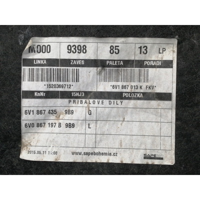 Recambio de guarnecido puerta delantera izquierda para skoda fabia active referencia OEM IAM 6V1867013K  