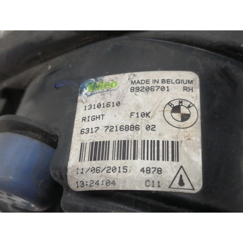 Recambio de faro antiniebla derecho para bmw serie 5 lim. (f10) 535d referencia OEM IAM 89206701  