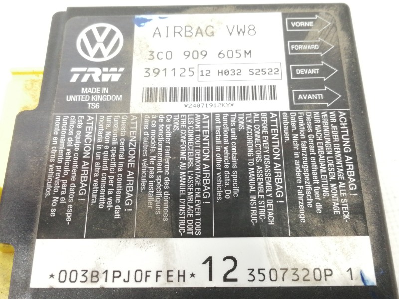 Recambio de centralita airbag para volkswagen passat berlina (3c2) trendline referencia OEM IAM 3C0909605M 39112512H032S2522 391