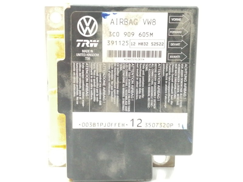 Recambio de centralita airbag para volkswagen passat berlina (3c2) trendline referencia OEM IAM 3C0909605M 39112512H032S2522 391