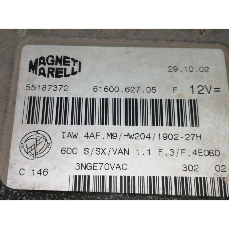 Recambio de centralita motor uce para fiat seicento (187) active referencia OEM IAM 55187372  