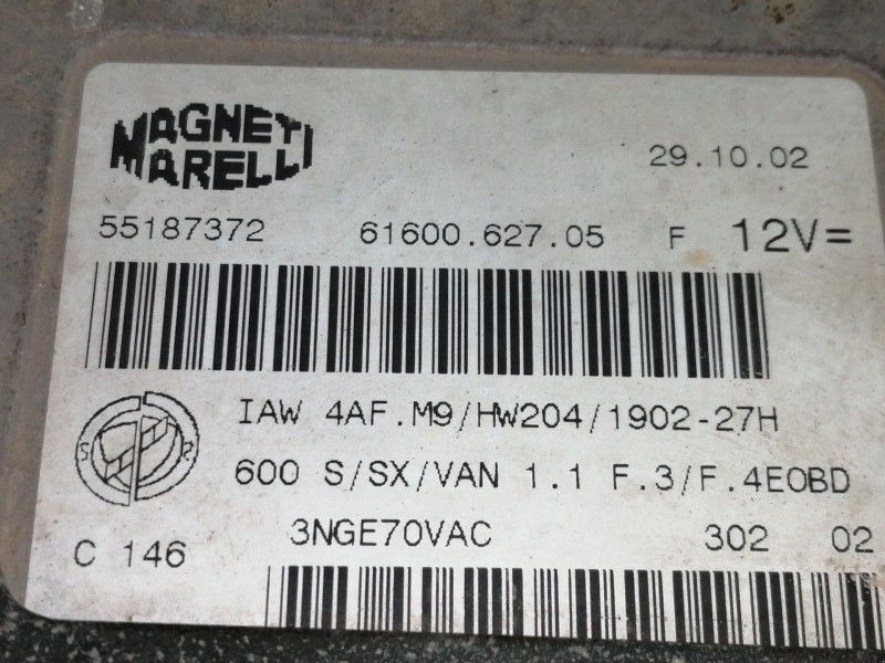 Recambio de centralita motor uce para fiat seicento (187) active referencia OEM IAM 55187372  