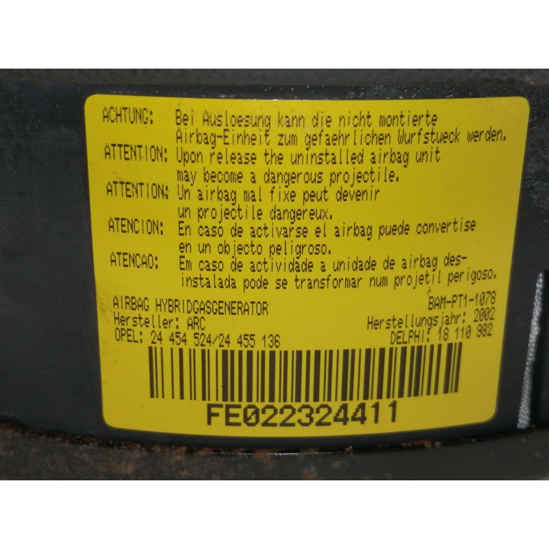 Recambio de airbag delantero izquierdo para opel corsa c club referencia OEM IAM 24454524  