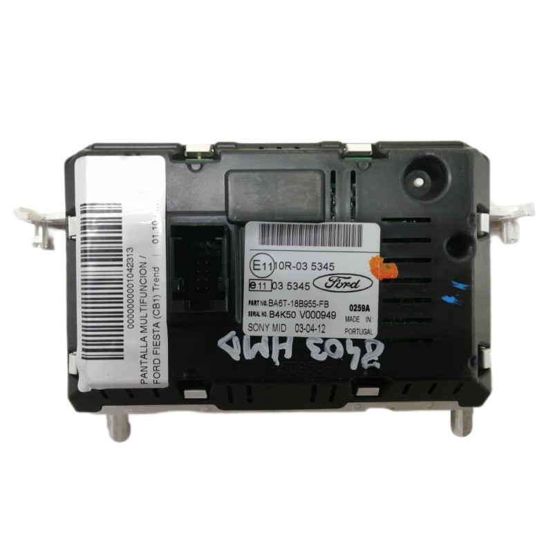 Recambio de pantalla multifuncion para ford fiesta (cb1) trend referencia OEM IAM 18B955 BA6T18B955FB B4K50V000949 