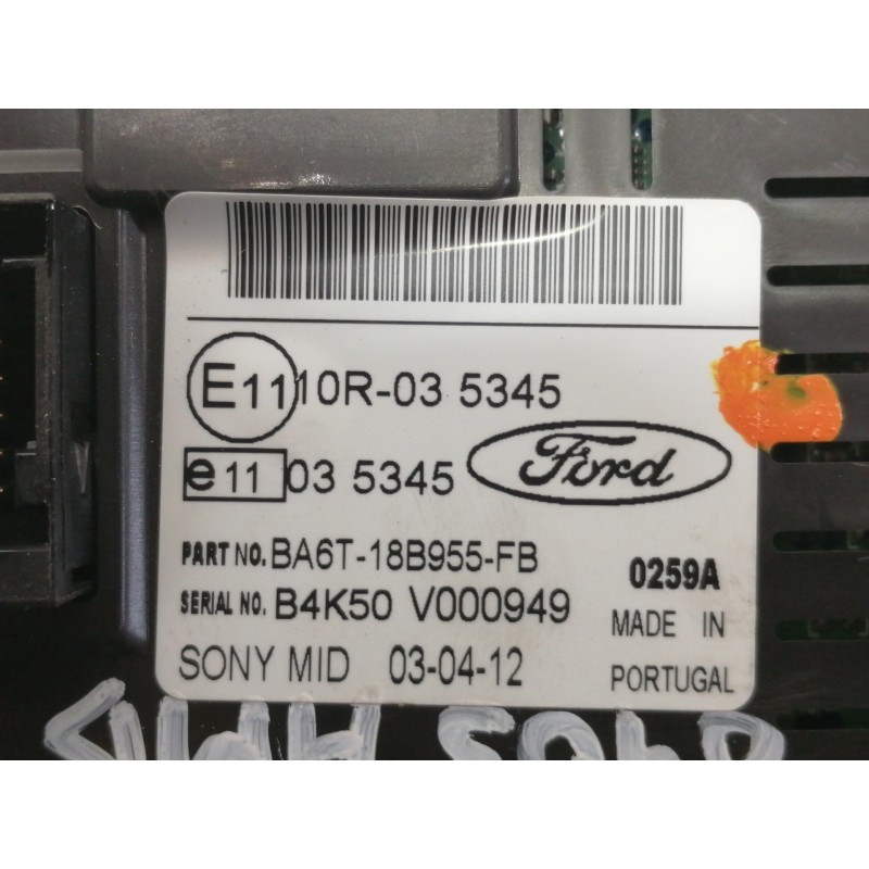 Recambio de pantalla multifuncion para ford fiesta (cb1) trend referencia OEM IAM 18B955 BA6T18B955FB B4K50V000949 