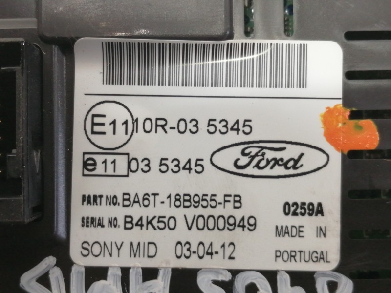 Recambio de pantalla multifuncion para ford fiesta (cb1) trend referencia OEM IAM 18B955 BA6T18B955FB B4K50V000949 