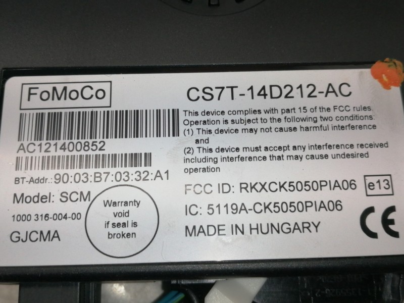 Recambio de modulo electronico para ford fiesta (cb1) trend referencia OEM IAM CS7T14D212AC AC121400852 