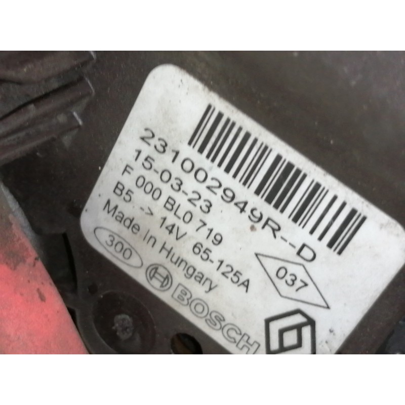 Recambio de alternador para dacia dokker ambiance referencia OEM IAM 231002949R  