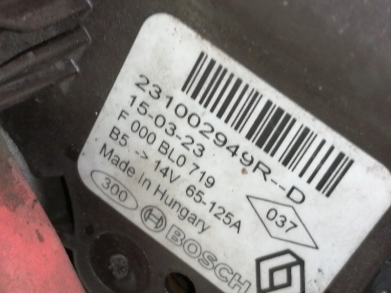 Recambio de alternador para dacia dokker ambiance referencia OEM IAM 231002949R  