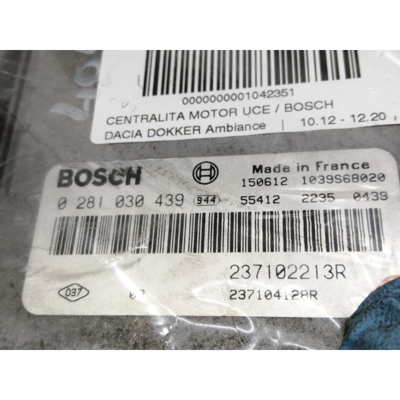 Recambio de centralita motor uce para dacia dokker ambiance referencia OEM IAM 0281030439 127102213R 237104128R