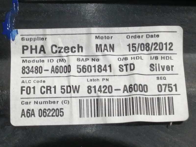 Recambio de elevalunas trasero derecho para hyundai i30 (gd) classic referencia OEM IAM 83480A6000  