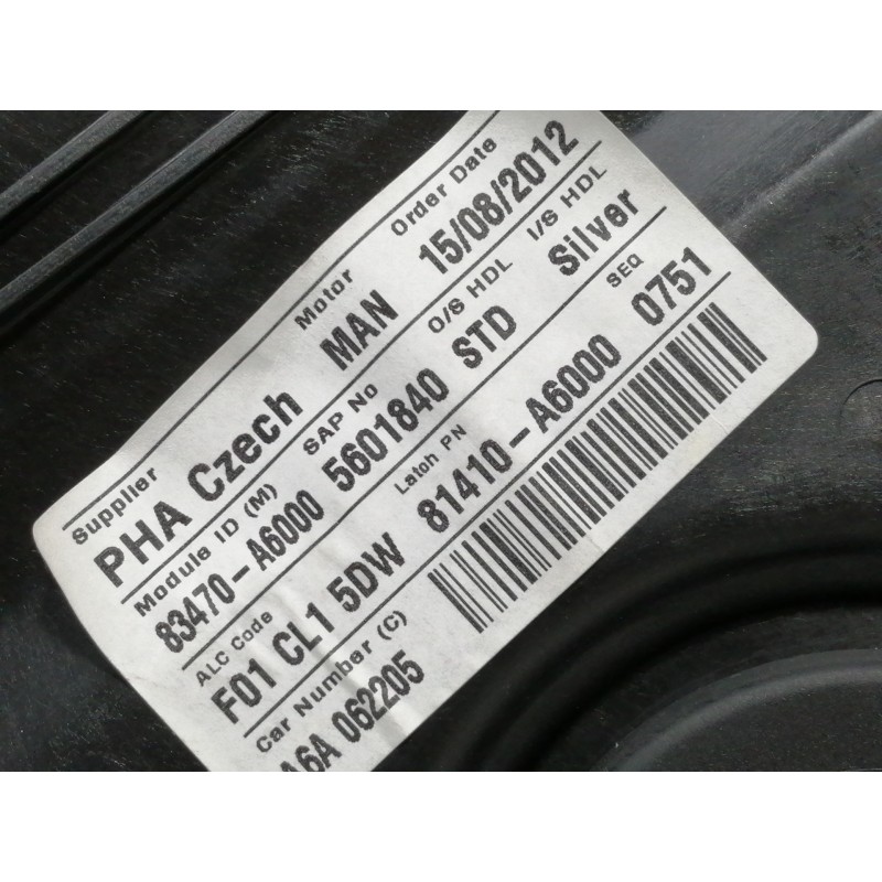 Recambio de elevalunas trasero izquierdo para hyundai i30 (gd) classic referencia OEM IAM 83470A6000  