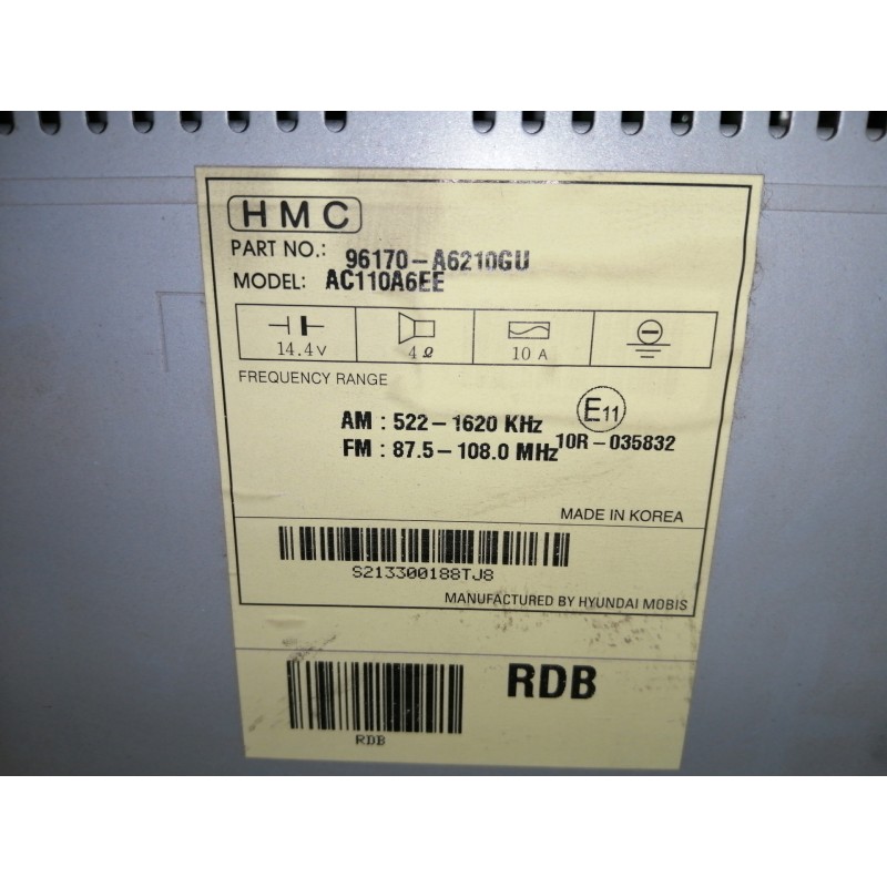 Recambio de sistema audio / radio cd para hyundai i30 (gd) classic referencia OEM IAM 96170A6210GU  