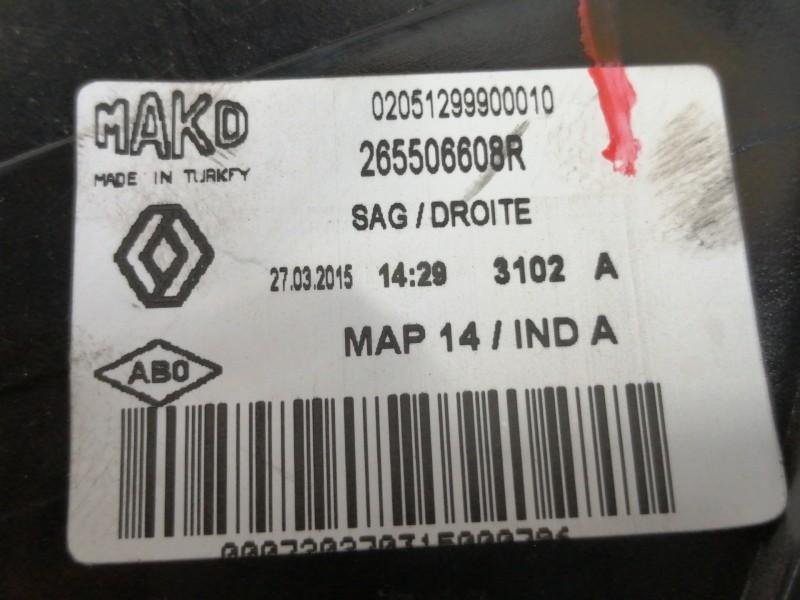 Recambio de piloto trasero derecho para renault clio iv business referencia OEM IAM 02051299900010  