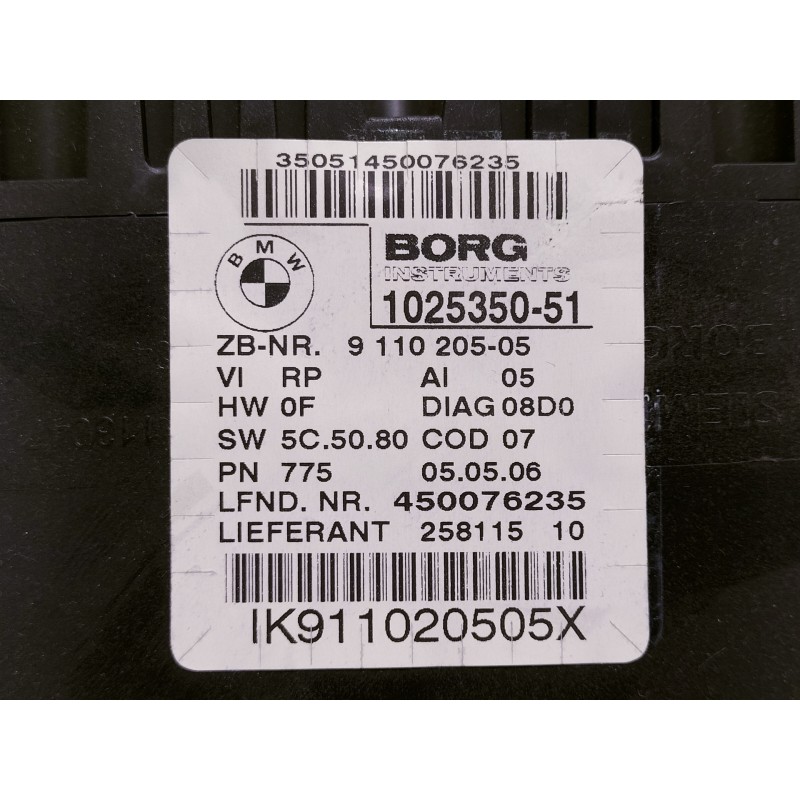 Recambio de cuadro instrumentos para bmw serie 3 touring (e91) 320d referencia OEM IAM 102535051 IK911020505X 450076235 62109316