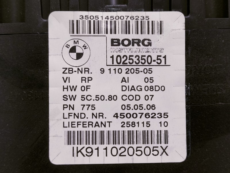Recambio de cuadro instrumentos para bmw serie 3 touring (e91) 320d referencia OEM IAM 102535051 IK911020505X 450076235 62109316