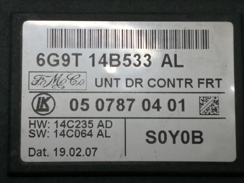 Recambio de modulo electronico para ford s-max (ca1) trend referencia OEM IAM 6G9T14B533AL 0507870401 S0Y0B