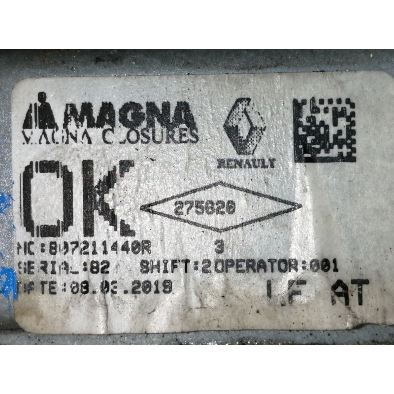 Recambio de elevalunas delantero izquierdo para dacia sandero stepway referencia OEM IAM 807211440R  ELECTRICO