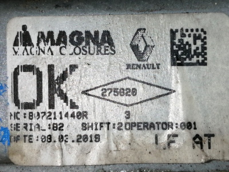 Recambio de elevalunas delantero izquierdo para dacia sandero stepway referencia OEM IAM 807211440R  ELECTRICO