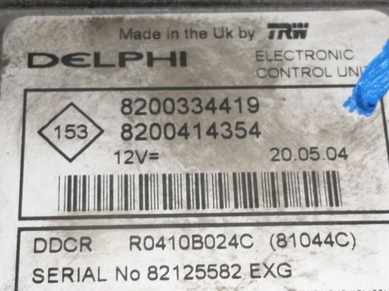 Recambio de centralita motor uce para renault scenic ii confort authentique referencia OEM IAM 8200334419 8200414354 