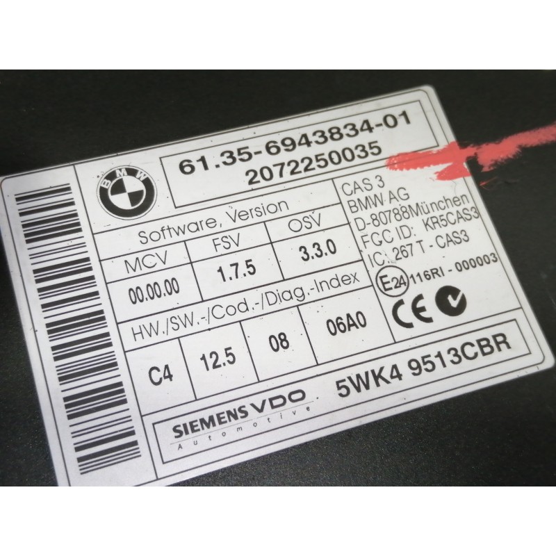 Recambio de modulo electronico para bmw serie 1 berlina (e81/e87) 118d referencia OEM IAM 61359643831401 694383401 6943834 20722