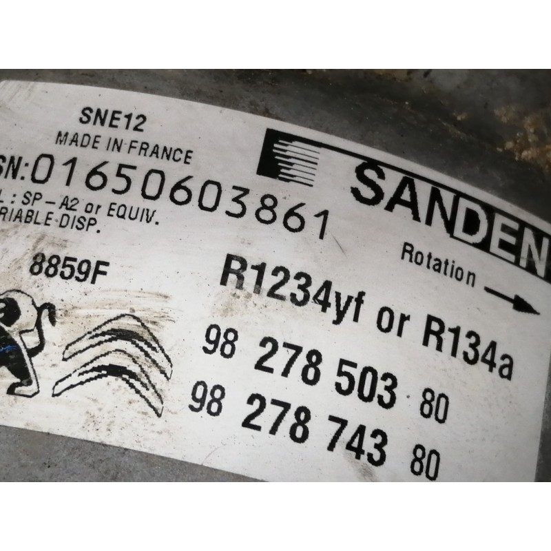 Recambio de compresor aire acondicionado para peugeot 2008 (--.2013) style referencia OEM IAM 9827850380 9827874380 8859F