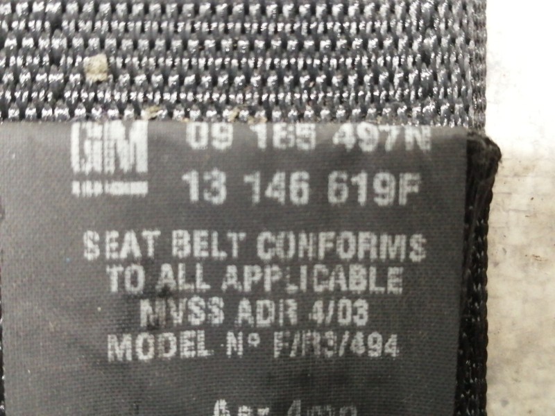 Recambio de cinturon seguridad trasero izquierdo para opel vectra c berlina comfort referencia OEM IAM 09185497N 13146619F 13146