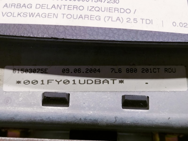 Recambio de airbag delantero izquierdo para volkswagen touareg (7la) 2.5 tdi referencia OEM IAM 7L6880201CT  