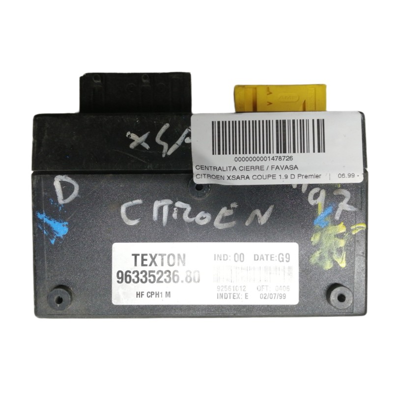Recambio de centralita cierre para citroën xsara coupe 1.9 d premier referencia OEM IAM 9633523680 92561012 