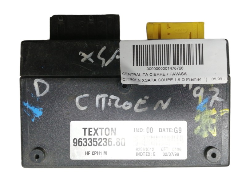 Recambio de centralita cierre para citroën xsara coupe 1.9 d premier referencia OEM IAM 9633523680 92561012 