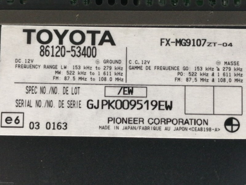 Recambio de sistema audio / radio cd para lexus is200 (ds2/is2) 220d referencia OEM IAM 8612053400 FXMG9107ZT04 MANDO CALEFACCIO