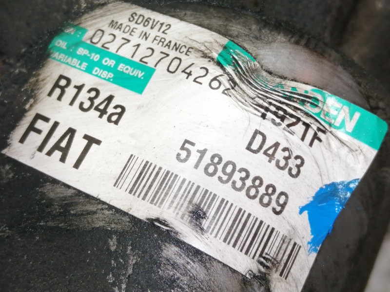 Recambio de compresor aire acondicionado para fiat doblo cargo basis kasten referencia OEM IAM 51893889 1921F 