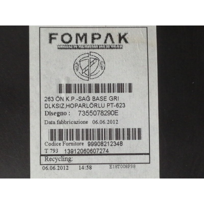 Recambio de guarnecido puerta delantera derecha para fiat doblo cargo basis kasten referencia OEM IAM 735469697 735455641 / 7355