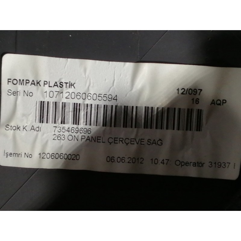 Recambio de guarnecido puerta delantera derecha para fiat doblo cargo basis kasten referencia OEM IAM 735469697 735455641 / 7355